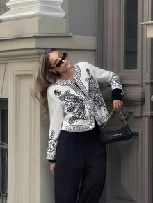 MOTF PREMIUM 刺绣植物长袖夹克 - 白色 - 查看 2