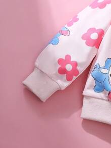 Perso Play 2pcs Girls Autumn/Winter Set, Naughty Rabbit Print Sweatshirt + Pants Fall