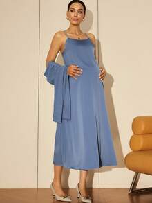 MaterniWear Maternity Work Clothes,Maternity Work Outfits ,Maternity Work Two Pieces Dress,Office,Business Casual Woman Fall Clothes,Autumn Clothes,Maternity Autumn Clothes 2pcs Maternity Elegant Commuter Long Sleeve Top And Slip Dress Set Maternity Blue Dress Blue Midi Dress Maternity Two Pieces Set Blue Blue Maternity Dress Maternity Two Pieces Dress Maternity Two Pieces Sets Pregnancy Dresses Maternity Clothes Two Pieces Suits Nursing Dresses