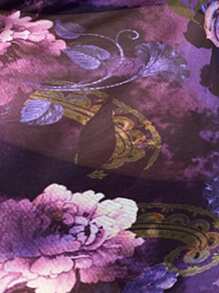 Slaydiva Vestido ajustado de talla grande con estampado floral verde, de manga acampanada y tejido elástico de malla sexy básico - Morado Violeta - Ver 7