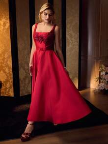 MOTF BEADED EMBROIDERY PROM DRESS - Burgundy - View 7