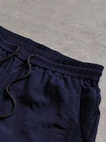 Manfinity Sport Corelite 男士字母印花抽绳腰宽松休闲运动裤健身服跑步裤，男士慢跑裤，男士健身裤，男士运动裤，运动裤，宽松健身服秋季透气运动裤 - 寶藍色 - 查看 3