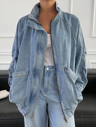 DAZY Autumn/Winter New Loose Casual Distressed Washed Women Denim Jacket And Coat Outerwear