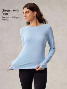 OutZeal 女士柔软拉绒表窗长袖蓝色户外T恤日常休闲 - 藍色 - 查看 3