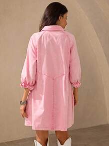 Wildy Váy cotton cài nút cho nữ Váy mùa thu cho nữ Trang phục màu hồng cho phụ nữ Phụ nữ phương Tây mặc Váy ngắn xếp ly đơn giản, tay áo raglan, quần áo mùa hè theo phong cách Bohemian cho phụ nữ Váy dài tay màu hồng Váy sơ mi cho phụ nữ Quần áo mùa thu cho phụ nữ Váy cài nút màu hồng Váy thường ngày màu hồng Trang phục phương Tây cho phụ nữ Trang phục đồng quê mùa thu sang trọng cho phụ nữ - Màu Hồng baby - Xem 6