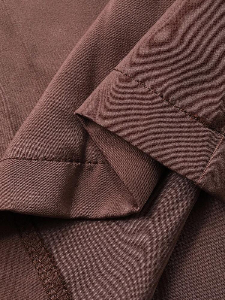 Women's Casual Solid Color Shirt And Wide Leg Pants 2 Pieces Set, Autumn