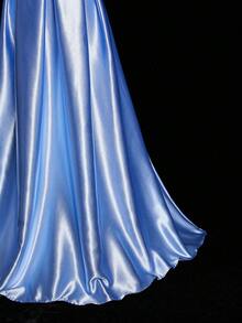 Viva Relle 大码女式优雅浪漫派对鸡尾酒婚礼宾客礼服，蝴蝶结露肩仿珍珠装饰泡泡袖，塔夫绸腰部收紧 A 字飘逸长裙 - 彩色 - 查看 7