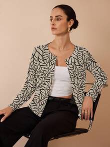 Shutterstock Glamance Casual Plant Print Women Jacket, Suitable For Autumn - Multicolor - View 5