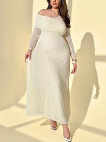 Auralis Vestido largo elegante con cuello asimétrico para mujer de talla grande