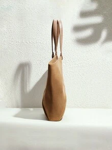 SHECARRY Fashionable Versatile Casual Patchwork Shoulder Tote Bag - Apricot - View 4