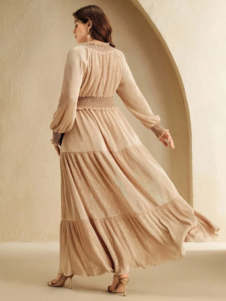 New Autumn High-End Vintage Pleated Slimming Long Dress