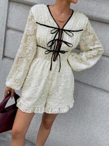 Chiquease Women's Elegant Tie Front Fringe Long Sleeve Jumpsuit Fall Clothes For Women Fairy Jumpsuit Elegant Jumpsuit For Women Classy Outfits For Women Chic Women's Jumpsui Christmas Women's Clothing Autumn Fall Clothes For Women Autumn Clothes Fall Outfits For Women Autumn Outfits For Women Fall Clothes Autumn Women Fall Women Clothes - Apricot - View 3