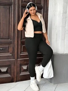 Auralis Quần legging lót nhiệt cỡ lớn dành cho nữ có kiểm soát bụng, quần bó giữ nhiệt mùa đông, quần tập yoga cạp cao, thời tiết lạnh để tập luyện yoga, chạy bộ, đi bộ đường dài, quần legging đen lót nhiệt dày cho mùa đông, quần tập yoga màu đen, quần legging thu/đông cho nữ - màu đen - Xem 5