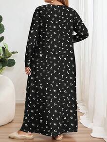 EMERY ROSE 加大码长袖圆领连衣裙，适合秋冬季 - 彩色 - 查看 2