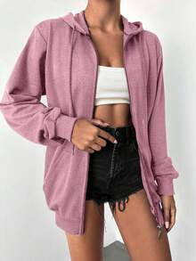 EURMUSE Bluza z kapturem zapinana na suwak, wykonana w 100% z bawełny