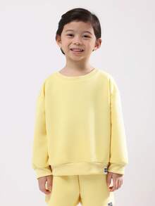 SUMWON Oversized Two Piece Fun Day Co-Ord Set Sweatshirt And Shorts With Bright Message Design Casual Kids Outfit Spring Summer Playdate Outfit Fall Winter Vacation - Yellow - View 3