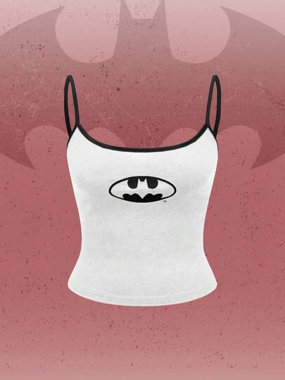 Batman X ROMWE Logo Pattern Casual Street Style Cropped Cami Top