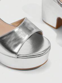 CUCCOO SZL Giày sandal quai mắt cá chân bằng da PU thời trang dành cho nữ, đế dày đế xuồng thoải mái, thích hợp đi làm, hẹn hò, tiệc tùng, đám cưới, ngày lễ tình nhân - Bạc - Xem 5