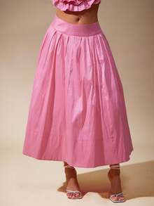 Vixey Gefütterter Taftrock mit Tüllbesatz und Raffung in der Taille, knielang