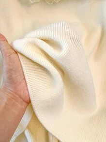 GlowEve CURVE Plus Size Women's Elegant Off Shoulder Embellished Knit Top - Beige - View 6