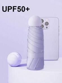 SHEIN 1 把迷你旅行遮阳伞，带保护套，小巧紧凑，防紫外线，轻便防风，适合徒步旅行