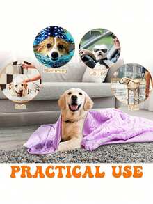 1/2 件超强吸水超细纤维狗毛巾 - 速干宠物美容浴巾，带有柔软卡通印花设计，适合小型犬到大型犬，可手洗 - 彩色 - 查看 10