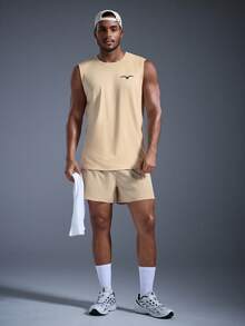 DRIFTMERE Herren Anti-Verlust Reißverschlusstasche Kordelzug Taille Sport Shorts Frühling bis Sommer, Herren Schnelltrocknende leichte Shorts, für Gym und Fitness mit guter Dehnbarkeit und Kühleffekt geeignet für den Sommer, Athleisure Stil, sportliche Mode - Khaki - Übersicht 9