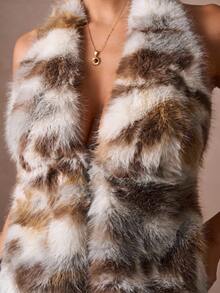 Lumalex Fall Winter Gathering Party Banquet Modest Old Money Coquette Glitter Holiday Party Rave Festival Outing Vacation Hot Outdoor Richly Layered Wedding Season Banquet Coming Of Age Ceremony Faux Fur Turtleneck Backless Bodycon Top For Women Fur Top Fur Vest Women Fur Vest Animal Print Top Luxury Fur Top Luxury Prom ID Al-Adha Al-Adha Party New Year