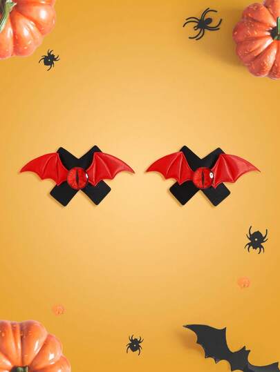 Notgurli 2pcs Halloween Contrast Color 3D Personalized Punk Cyber Demon Eyeball Wing Cross Masquerade Party Club Outfit Music Festival Nipple Pasties Women Lingerie Accessories Nipple Pasties Covers Halloween Nipple Covers Spooky Nipple Covers