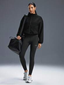 Powerista Áo khoác giữ nhiệt thể thao mùa thu cho nữ bằng vải nỉ - màu đen - Xem 1