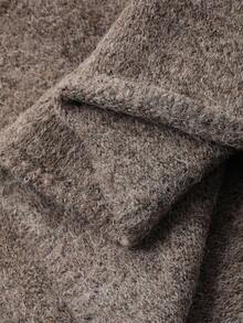 Dazy-Less 女士宽松商务休闲斗篷式针织毛衣套装，适合秋冬季办公室穿着 - 棕色 - 查看 3