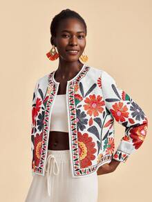 Travachic Áo khoác dài tay dáng suông in họa tiết hoa cho nữ, kiểu dáng thường ngày, thích hợp cho mùa thu, thanh lịch, đi chơi, sang trọng, phong cách đồng quê, ngày Quốc khánh, Tết Nguyên đán, lễ tốt nghiệp sang trọng, áo khoác cardigan, mùa thu đông, tiệc Giáng sinh, năm mới, khách dự đám cưới, lễ tốt nghiệp sang trọng, dạ hội cao cấp, thường ngày. - trắng - Xem 4