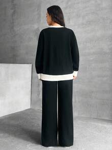 EURMUSE 2 Pcs, Women Sweatshirts & Pants - Black - View 2