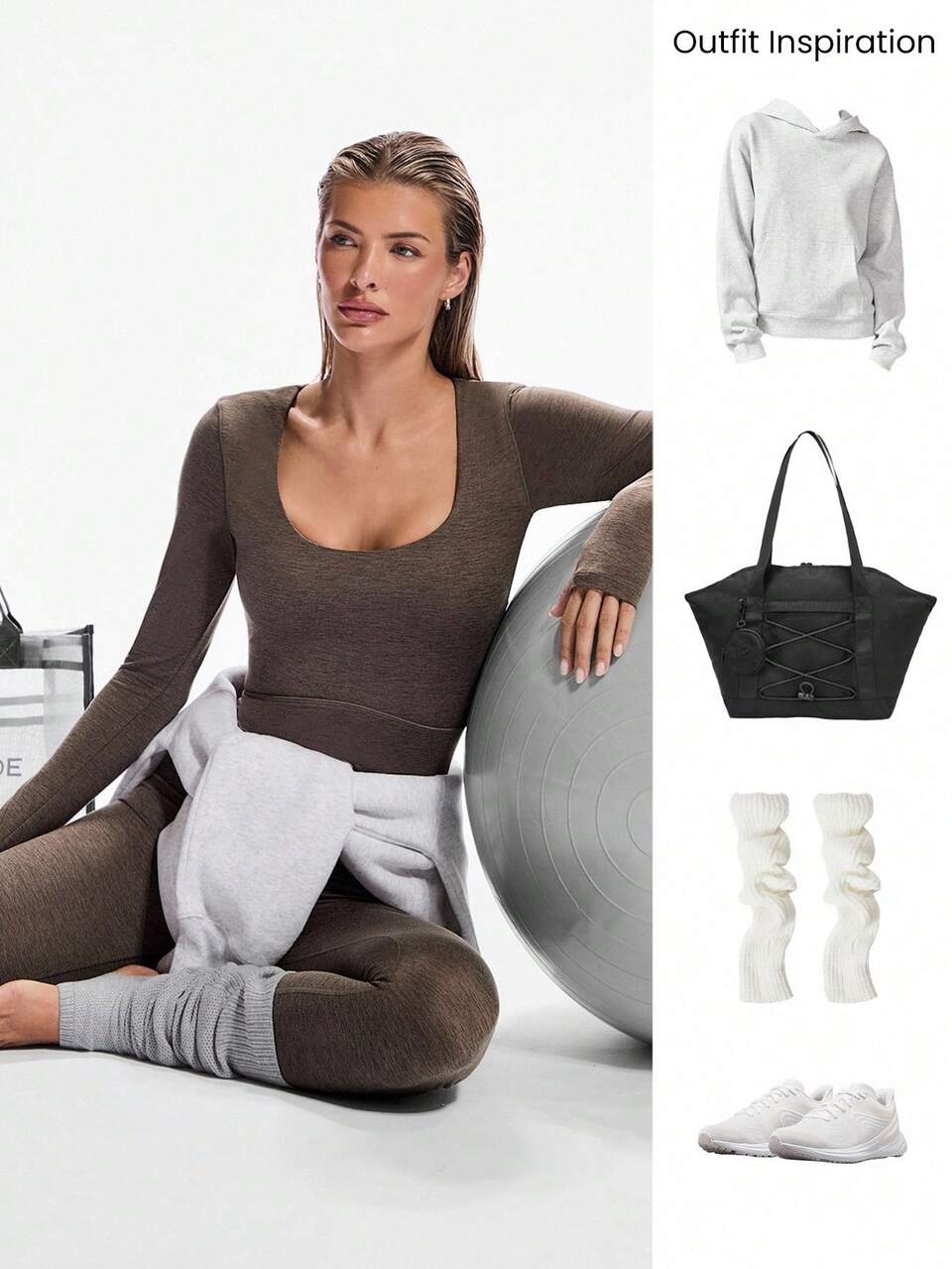 24" Softy Velvaire Tummy Control Thumbholes Scoop Neck Long-Sleeve Jumpsuit Bodysuit Yoga Pilates Spring