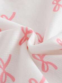 4 件套女婴可爱猫咪图案荷叶边圆领长袖上衣和裤子柔软舒适家居睡衣套装 - 彩色 - 查看 5