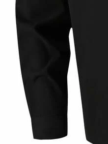 Tween Boy Embroidered Horse Long Sleeve Single-Breasted Casual Shirt, Autumn Fall Winter - Black - View 5