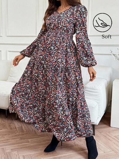 SHEIN Elegant Maternity Ditsy Floral Long Dress For Commuting Ditsy Floral Dress Long Floral Dress Women Flower Dress Woman Long Sleeve Floral Dress Autumn Floral Dress   Work Dresses For Women  Fall Women Clothes  Fall  Fall Clothes For Women