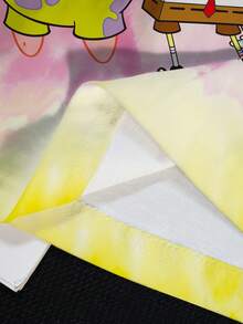 SpongeBob SquarePants | SHEIN 大码女式夏季休闲日常度假趣味可爱卡通扎染印花宽松落肩T恤 - 白色 - 查看 5