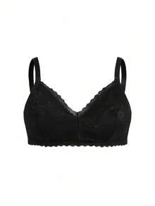 BloomMama Plus Size Maternity Solid Color Lace Nursing Bra