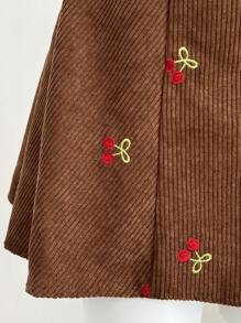 Elamini 复古甜樱桃印花迷你秋季连衣裙 - 棕色 - 查看 6