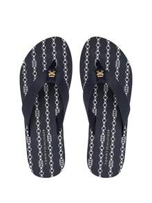 Th Chain Print Beach Women's Flip-Flops Black FW0FW08514 DW6 - Space blue - View 5