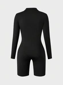 Teen GirlCasual All-Match Versatile Sports Street Yoga Skiing Diving Zip-Up Stand Collar Long Sleeve Shorts Tight Jumpsuit Fall Winter - Multicolor - View 5