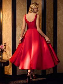 MOTF BEADED EMBROIDERY PROM DRESS - Burgundy - View 4