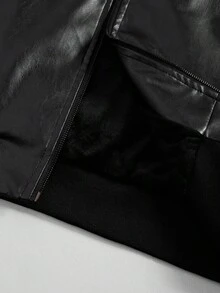 PAVTROS 男士长袖Y2K哥特风PU皮连帽拉链夹克，绣有“Boston”和“1986”字样，人造毛领，秋冬时尚街头服饰，Glowmode出品，万圣节和返校季完美之选，送给男友的理想礼物，男士定制毛领连帽夹克 - 黑色 - 查看 6