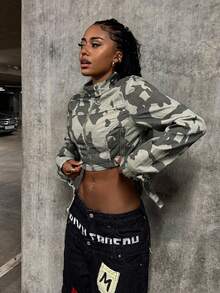 SHEIN Unity Biker Street 朋克牛仔夹克和外套 - 彩色 - 查看 4