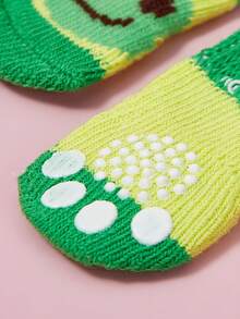 PETSIN 4入組室內青蛙印花狗貓寵物襪 - 彩色 - 查看 6