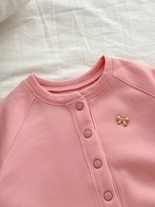Genkimix Kids Kurtka w jednolitym kolorze z kokardą 3D dla dziewcząt w wieku 1/2 lat