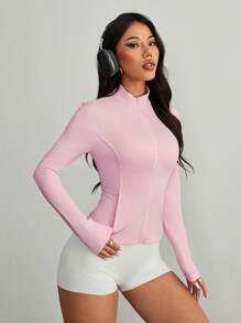 SHEIN PETITE Women's Casual Open Cardigan Jersey, Regular Fit Spring Jacket In Fall/Winter - Pink - View 4