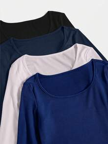 EURMUSE Camiseta de punto versátil de varios colores para superposición - Multicolor - Ver 5
