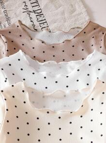 SHEIN Vintaside Kids 女婴圆点印花圆领长袖T恤和裤子两件套 - 彩色 - 查看 6